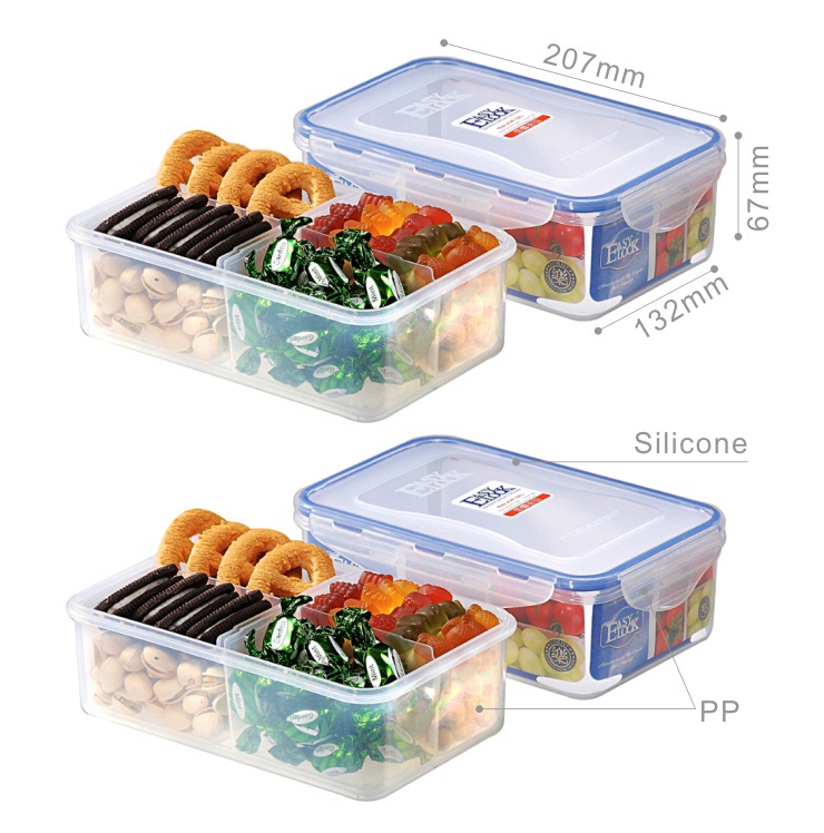 Microwavable Divided Food Storage Containers with Airtight Lock Lid