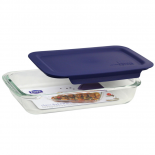 Glass Oblong Baking Dishes with Blue Lids